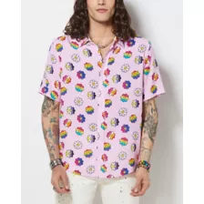 LGBTQIA Pride Flowered Button Down Shirt at Spencer's