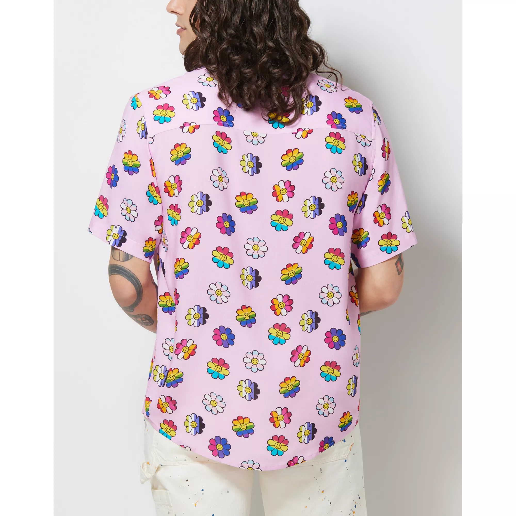 LGBTQIA Pride Flowered Button Down Shirt at Spencer's