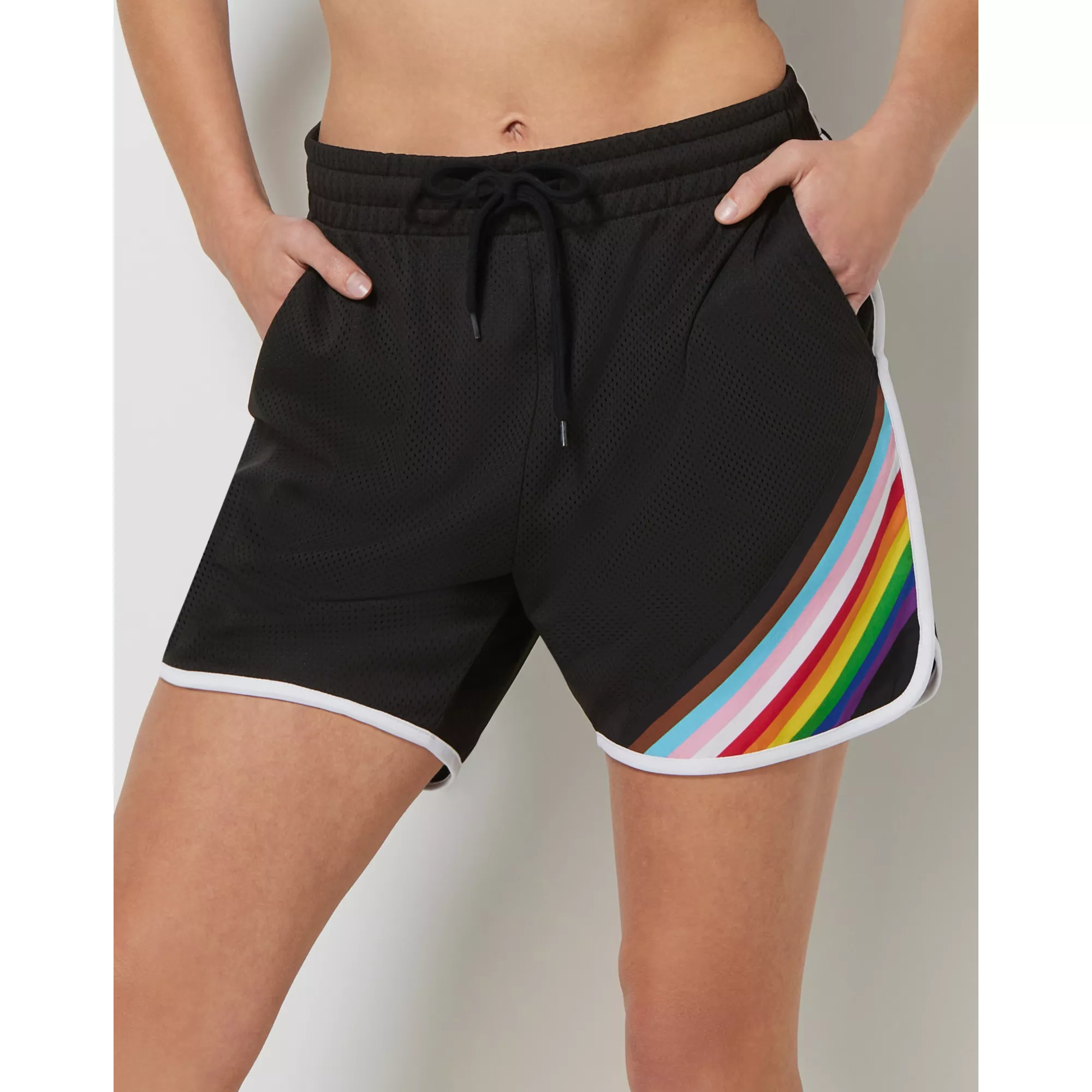 Pride Progress Flag Colors Striped Shorts at Spencer's