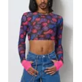 Bisexual Pride Smiley Face Mesh Crop Top at Spencer's