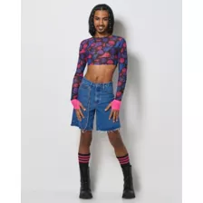 Bisexual Pride Smiley Face Mesh Crop Top at Spencer's