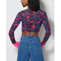 Bisexual Pride Smiley Face Mesh Crop Top at Spencer's