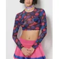Bisexual Pride Smiley Face Mesh Crop Top at Spencer's