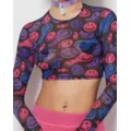 Bisexual Pride Smiley Face Mesh Crop Top at Spencer's