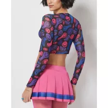 Bisexual Pride Smiley Face Mesh Crop Top at Spencer's