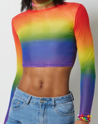 Rainbow Pride Mesh Crop Top
