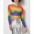 Rainbow Pride Mesh Crop Top at Spencer's
