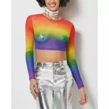 Rainbow Pride Mesh Crop Top at Spencer's