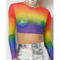 Rainbow Pride Mesh Crop Top at Spencer's
