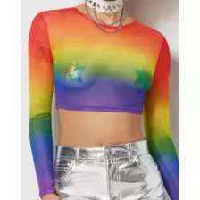 Rainbow Pride Mesh Crop Top at Spencer's
