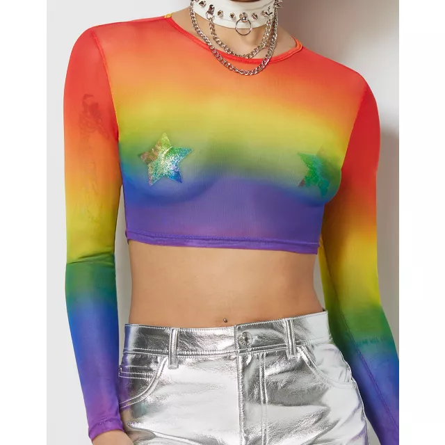 Rainbow mesh crop top online