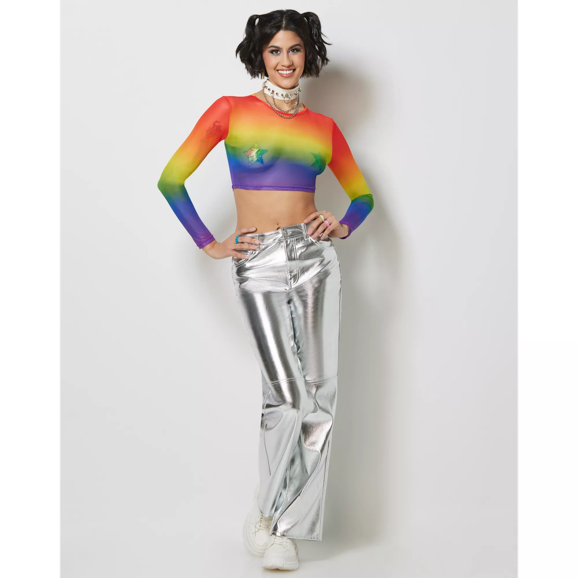 Rainbow Pride Mesh Crop Top at Spencer's