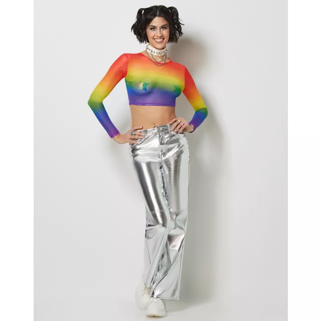 Rainbow Pride Mesh Crop Top at Spencer's