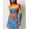 Rainbow Pride Mesh Crop Top at Spencer's
