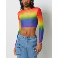 Rainbow Pride Mesh Crop Top at Spencer's