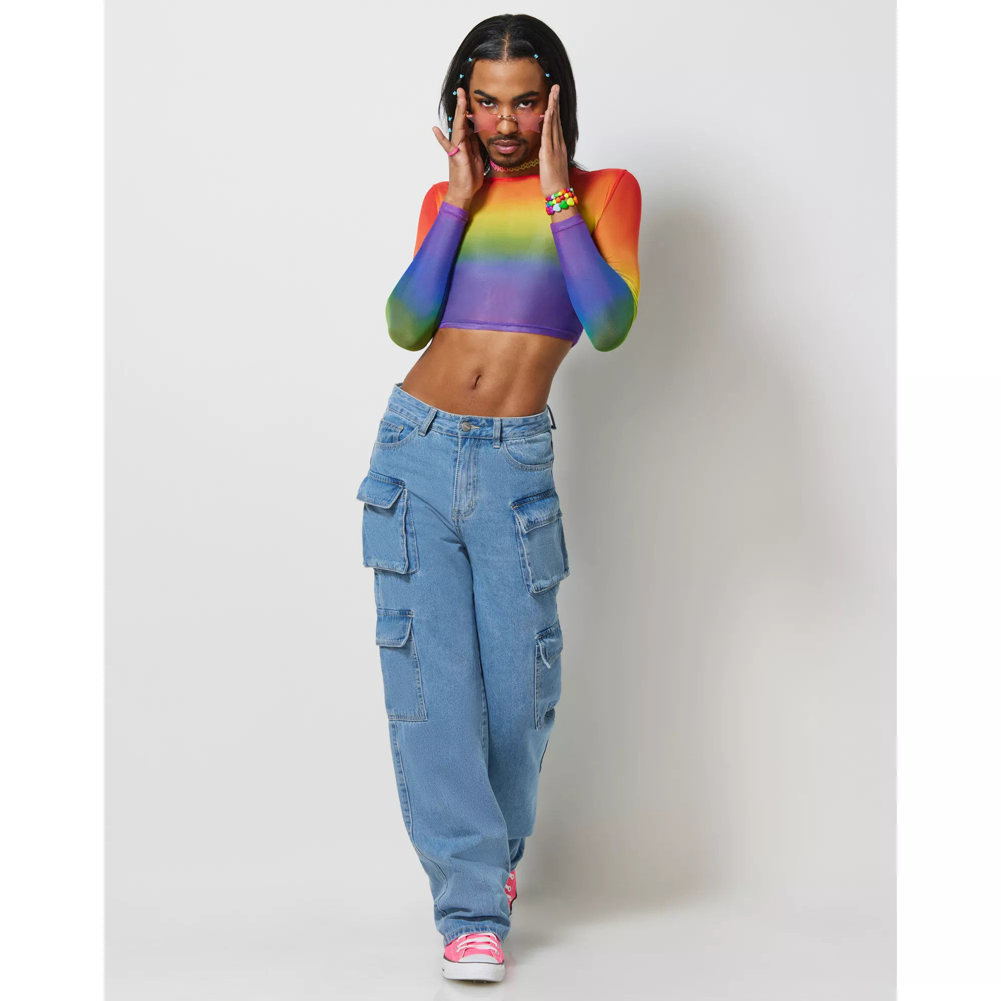 Rainbow Pride Mesh Crop Top at Spencer's