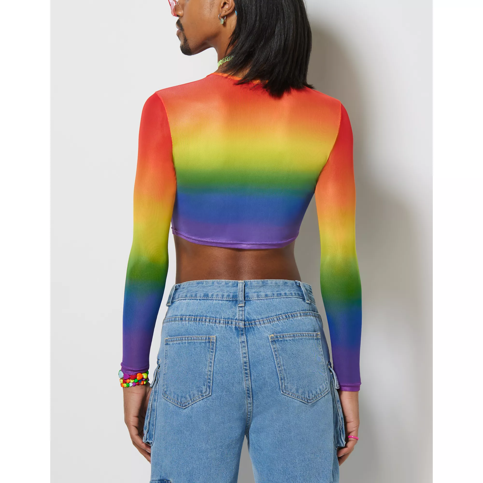 Rainbow Pride Mesh Crop Top at Spencer's