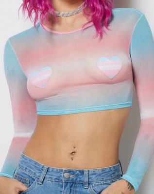 Trans Pride Mesh Crop Top