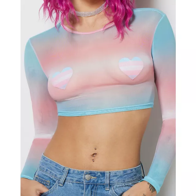 Trans Pride Mesh Crop Top at Spencer's