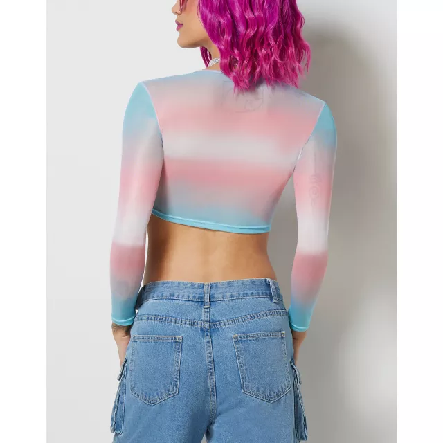 Trans Pride Mesh Crop Top at Spencer's