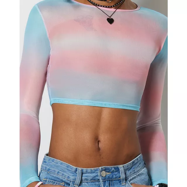 Trans Pride Mesh Crop Top at Spencer's