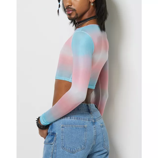 Trans Pride Mesh Crop Top at Spencer's