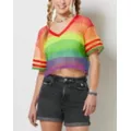 Rainbow Pride Mesh Crop Jersey at Spencer's