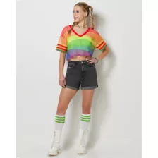 Rainbow Pride Mesh Crop Jersey at Spencer's