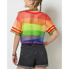 Rainbow Pride Mesh Crop Jersey at Spencer's