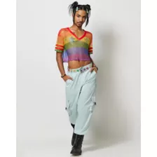 Rainbow Pride Mesh Crop Jersey at Spencer's