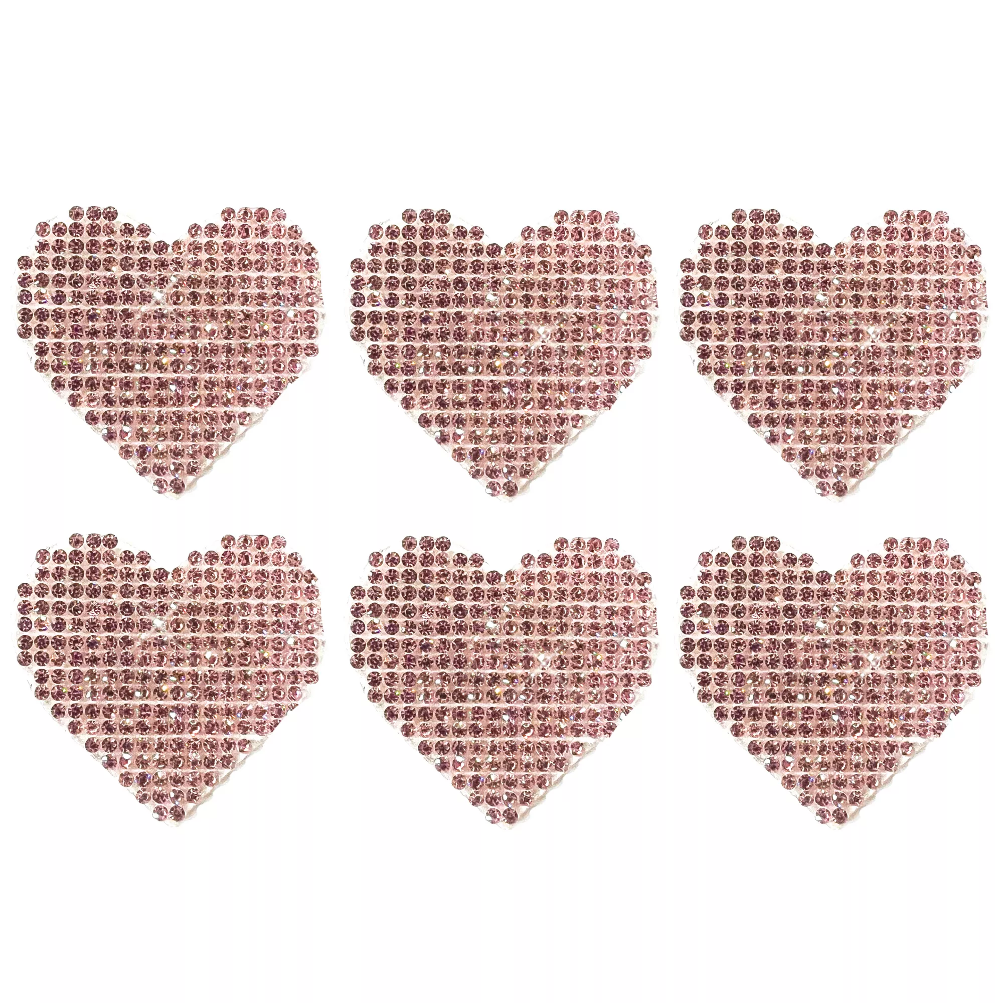 Multi-Pack Pink Crystal Heart Nipple Pasties - 6 Pack at Spencer's