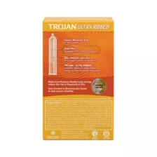 Ultra Ribbed Lubricated Condoms 12 Count - Trojan at Spencer's