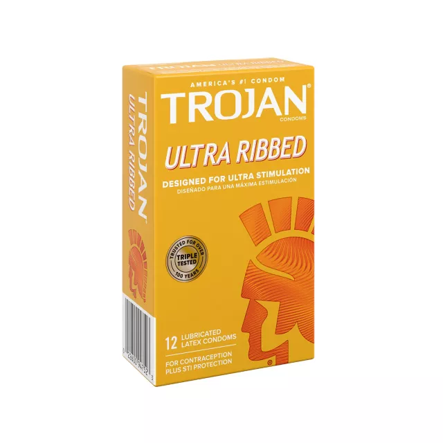 Ultra Ribbed Lubricated Condoms 12 Count - Trojan at Spencer's