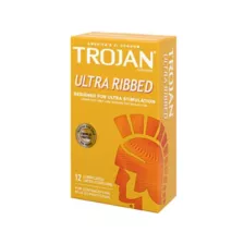 Ultra Ribbed Lubricated Condoms 12 Count - Trojan at Spencer's