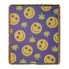 Weed Leaf Smiley Fleece Blanket at Spencer's