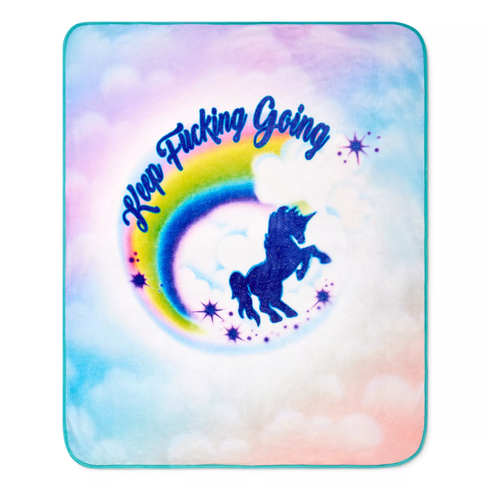 Keep Fucking Going Unicorn Airbrush Reversible Fleece Blanket at Spencer's