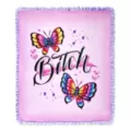 Bitch Butterfly Reversible Fleece Blanket at Spencer's
