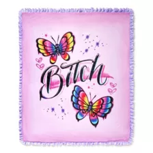 Bitch Butterfly Reversible Fleece Blanket at Spencer's