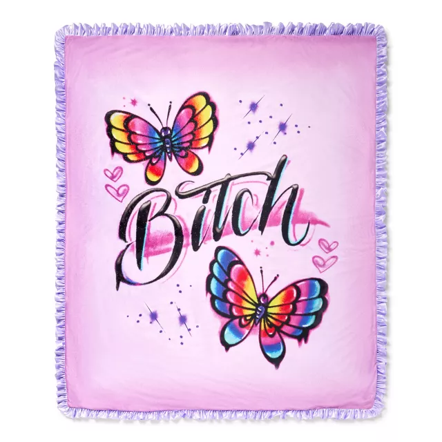 Bitch Butterfly Reversible Fleece Blanket at Spencer's