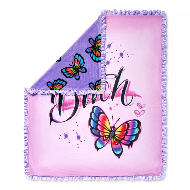 Bitch Butterfly Reversible Fleece Blanket at Spencer's