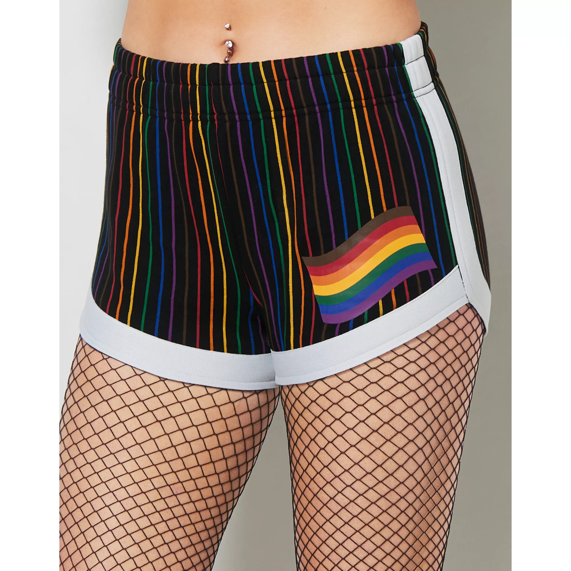 Rainbow Pride Pinstripe Daddy Shorts at Spencer's
