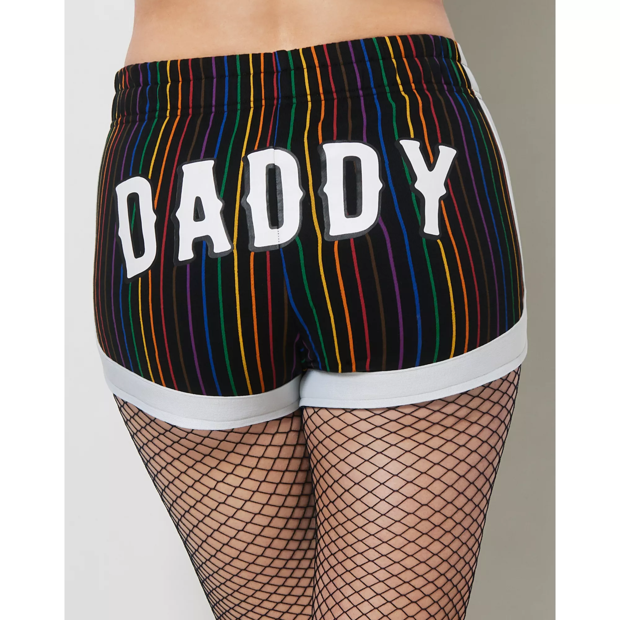 Rainbow Pride Pinstripe Daddy Shorts at Spencer's