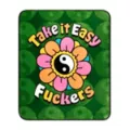 Take It Easy Fuckers Yin Yang Flower Fleece Blanket at Spencer's