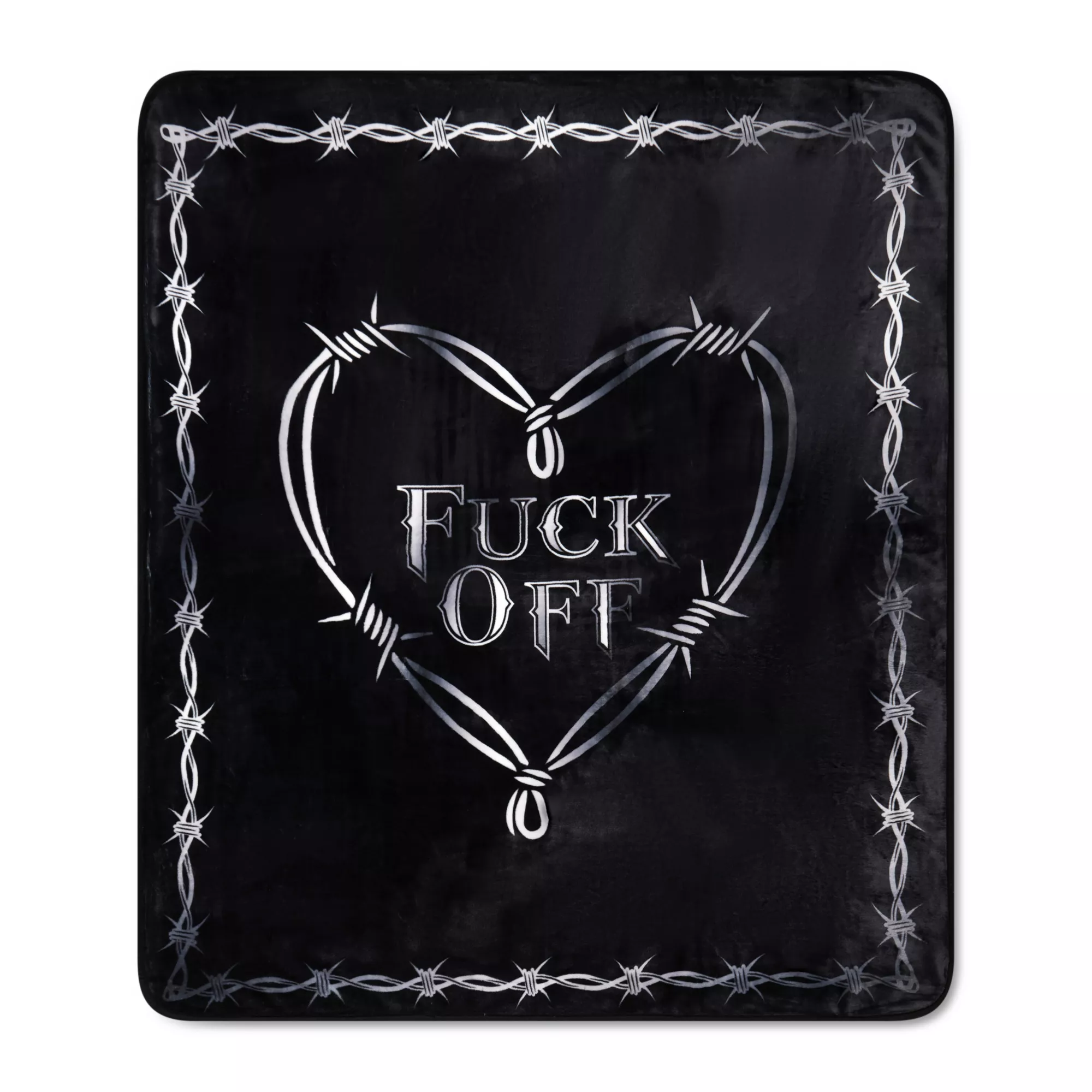 Fuck Off Heart Barbed Wire Reversible Fleece Blanket