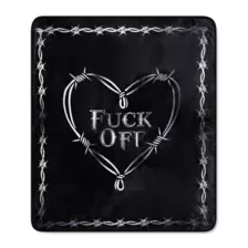 Fuck Off Heart Barbed Wire Reversible Fleece Blanket at Spencer's