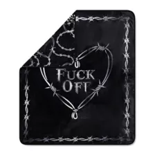 Fuck Off Heart Barbed Wire Reversible Fleece Blanket at Spencer's