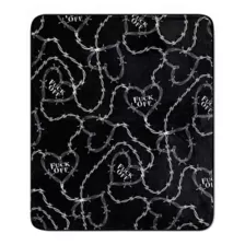 Fuck Off Heart Barbed Wire Reversible Fleece Blanket at Spencer's