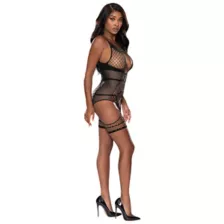 Strappy Cutout Merry Widow with Thigh Cuffs at Spencer's