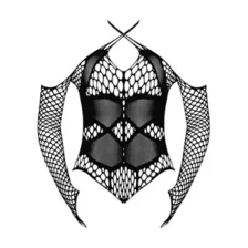 Long Sleeve Strappy Fishnet Teddy at Spencer's
