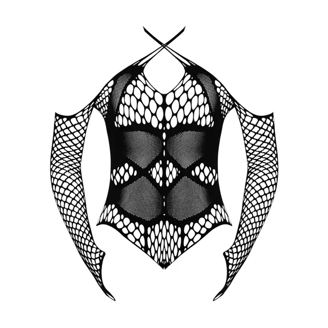 Long Sleeve Strappy Fishnet Teddy at Spencer's